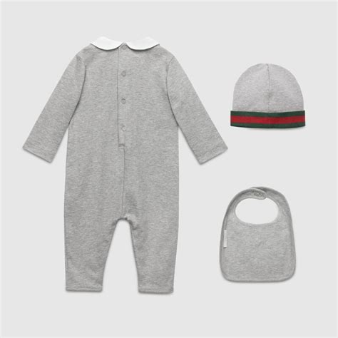 gucci baby web print three-piece gift set|Baby printed three.